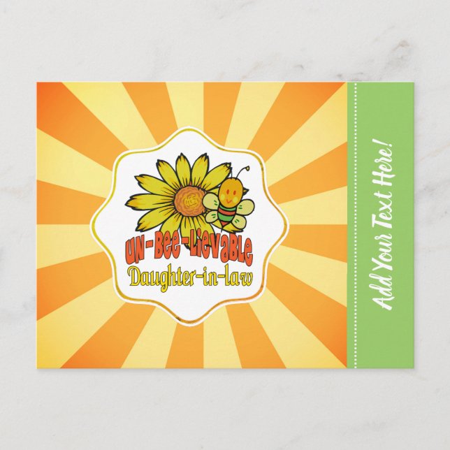 Unglaubliche Schwiegertochter Sonnenblumen und Bie Postkarte (Vorderseite)