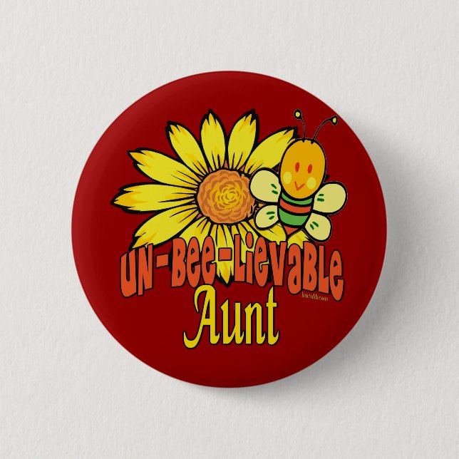 Unglaubliche Tante Sonnenblumen und Bienen Button (Vorderseite)