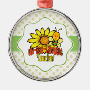 Unglaublicher Lehrer mit Sonnenblumen und Bienen Ornament Aus Metall