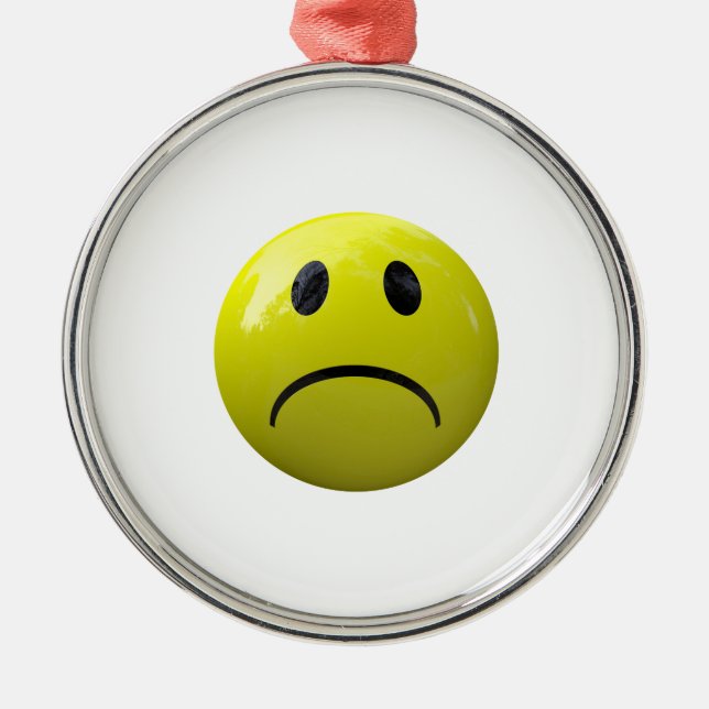 unglückliches Gesicht Silbernes Ornament (Vorne)