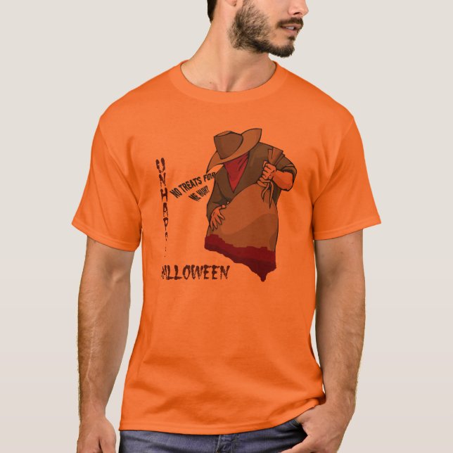 Unglückliches Halloween-Orangen-Shirt T-Shirt (Vorderseite)