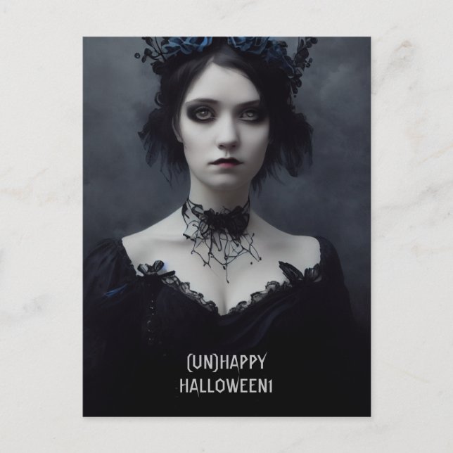 Unhappy Halloween. Gothic girl witch  Postkarte (Vorderseite)
