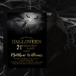 Unheimliche Eulenfledermäuse Nacht Halloween 21. G Folieneinladung