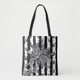 Unheimliche gothische monochrome gestreifte Totenk Tasche
