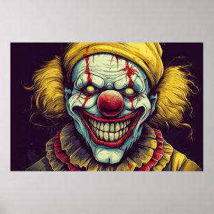 Unheimliche Karneval-Clown-Illustrationskunst Poster