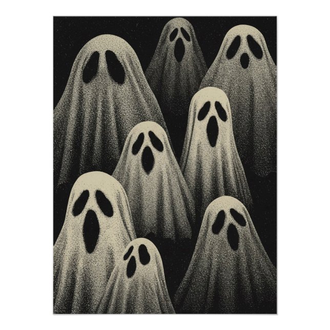 Unheimliche schwebende Geist-Illustration Poster (Vorderseite)
