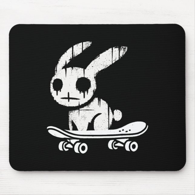 Unheimlicher Bunny-Kaninchen-Skateboard-Fahrender  Mousepad (Vorne)