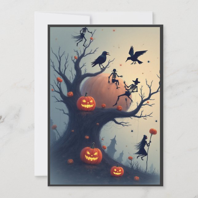 Unheimlicher Halloween-Baum Dankeskarte (Vorderseite)