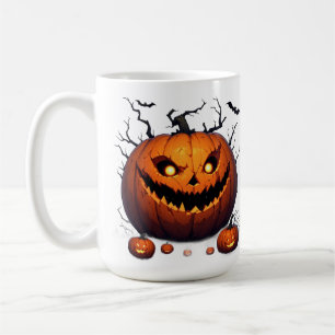 Unheimlicher Jack O Lantern Kürbis Halloween Nacht Kaffeetasse