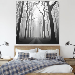 Unheimlicher Nebelwaldpfad Kunst Leinwanddruck