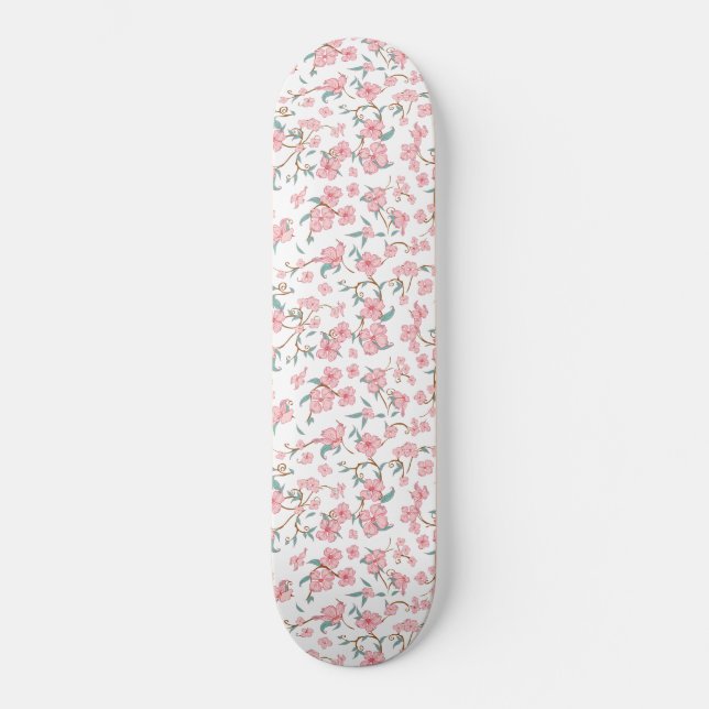 Unheimliches Blumenmuster Skateboard (Vorderseite)
