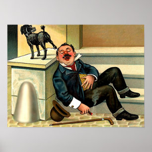 UNHÖFLICHES WECKEN Vintage Hundekunst Poster