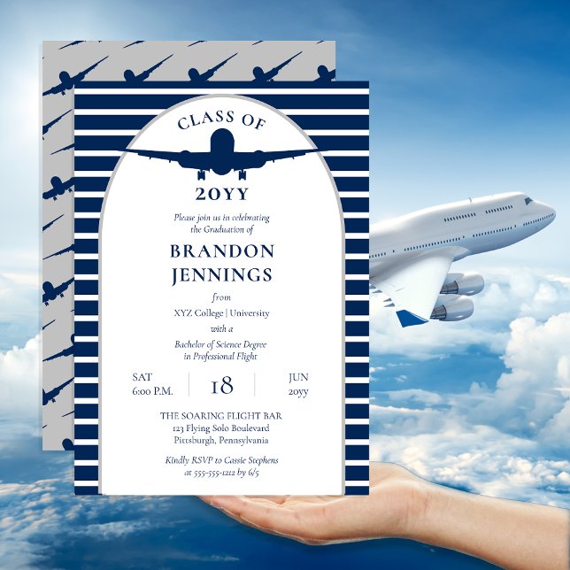 Uni-Abschluss der Flugschule für Fluglotsen Einladung (Airline Pilot Flight School College Graduation Invitation - Print | Digital Download)