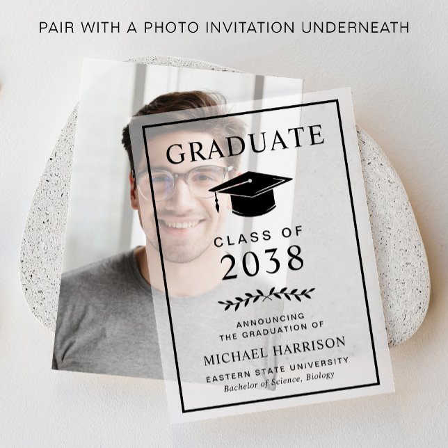 Uni-Abschluß Party Overlay (Elevate your graduation party invitations with our timeless vellum overlays)