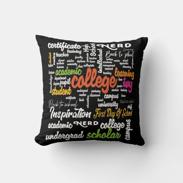 Uni Bildung Word Cloud-Muster Kissen (Vorderseite)