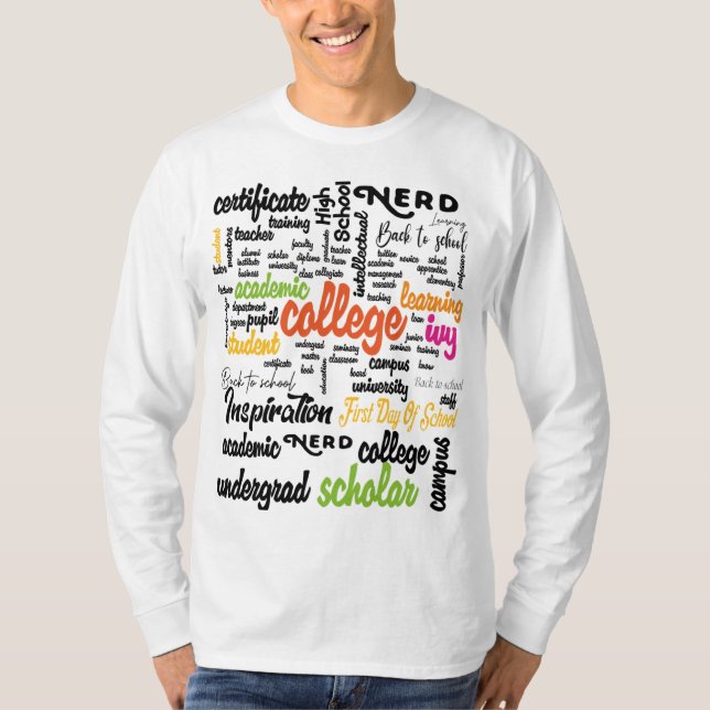 Uni Bildung Word Cloud-Muster T-Shirt (Vorderseite)