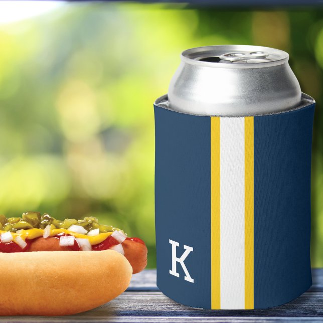 Uni Blau/Mais/Weiße Streifen Dosenkühler (Von Creator hochgeladen)