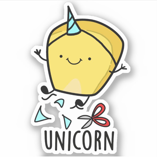 Uni-corn Funny Corn Pun Aufkleber (Vorderseite)