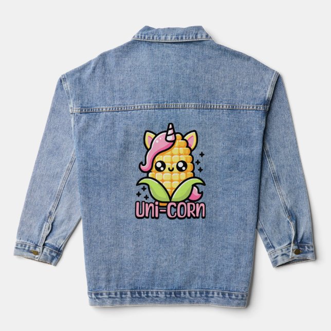 Uni-Corn! Niedlicher Maispun Jeansjacke (Rückseite)