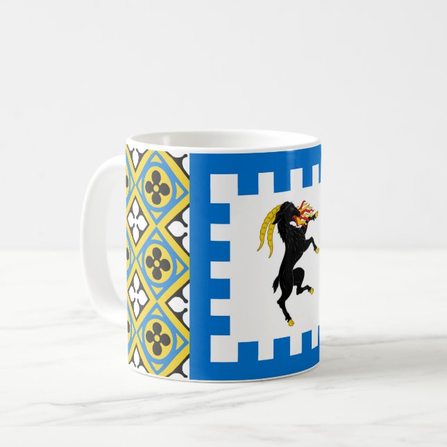 Uni des gesegneten Herman Populace-Abzeichens Kaffeetasse (Vorderseite Links)