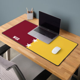 Uni-Farben-Maroon und Gold-Monogramm Schreibtischunterlage