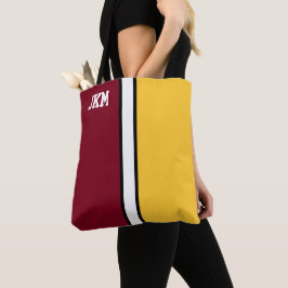 Uni-Farben-Maroon und Gold-Monogramm Tasche