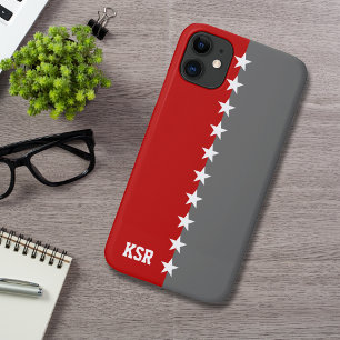Uni Farben Scharlachrot und Dunkelgrau Monogramm Case-Mate iPhone Hülle
