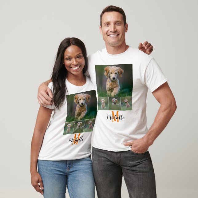 Uni Foto Monogram Script Name Unisex Custom T-Shirt (Unisex)