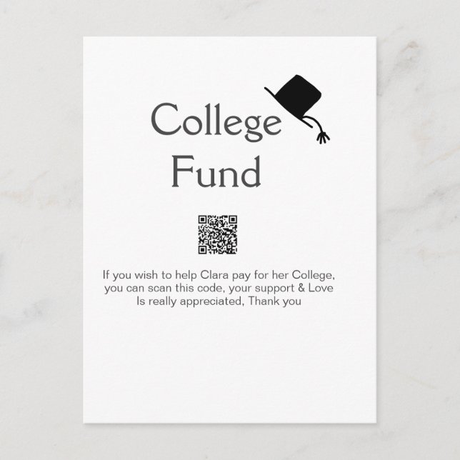 Uni Fund Scan QR Details Graduiertenspende hinzufü Postkarte (Vorderseite)