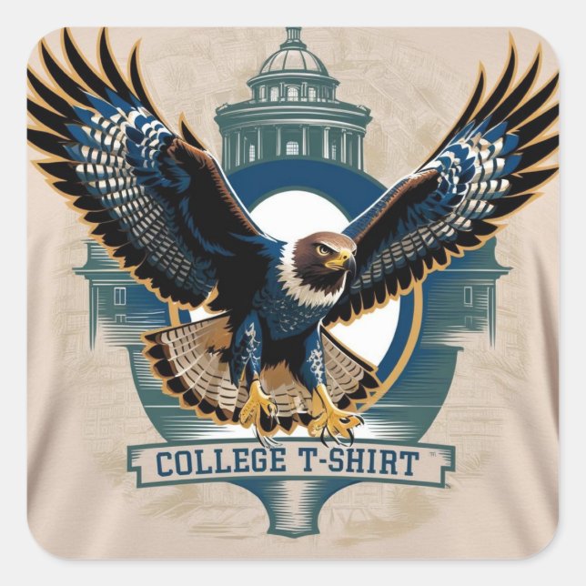 Uni: Hawk-Logo Quadratischer Aufkleber (Vorderseite)