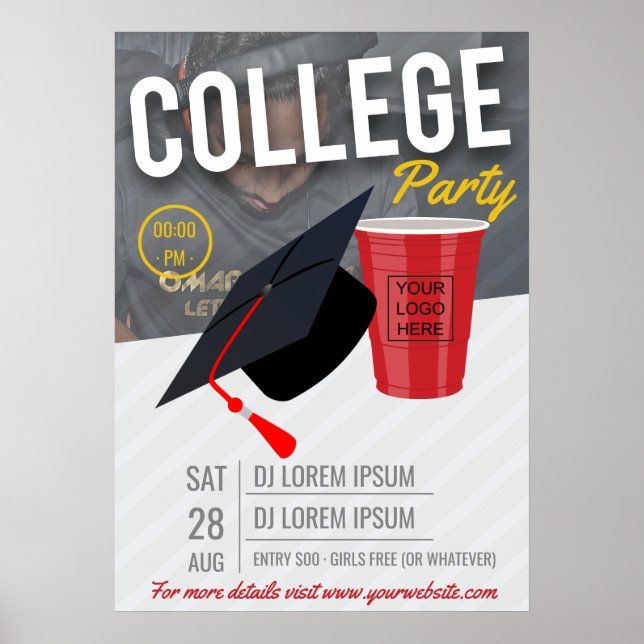Uni Party Ankündigung hinzufügen Logo und Foto Poster (Vorne)