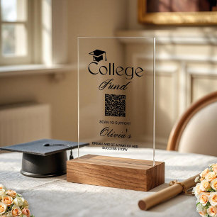 Uni QR-Code Minimalistischer Schwarzer Text Acrylschild