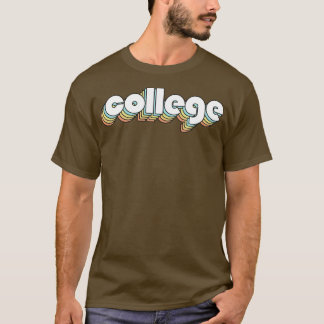 Uni Retro-Regenbogentypografie verblasster Stil T-Shirt