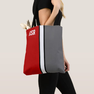 Uni Rot und Grau Monogramm Tasche