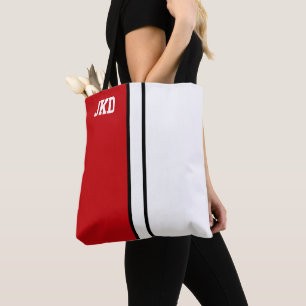 Uni Rot und Weiß Monogramm Tasche