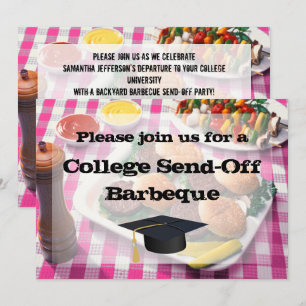 Uni Send-off Party GRILLEN Burgers Pink Tablecloth Einladung