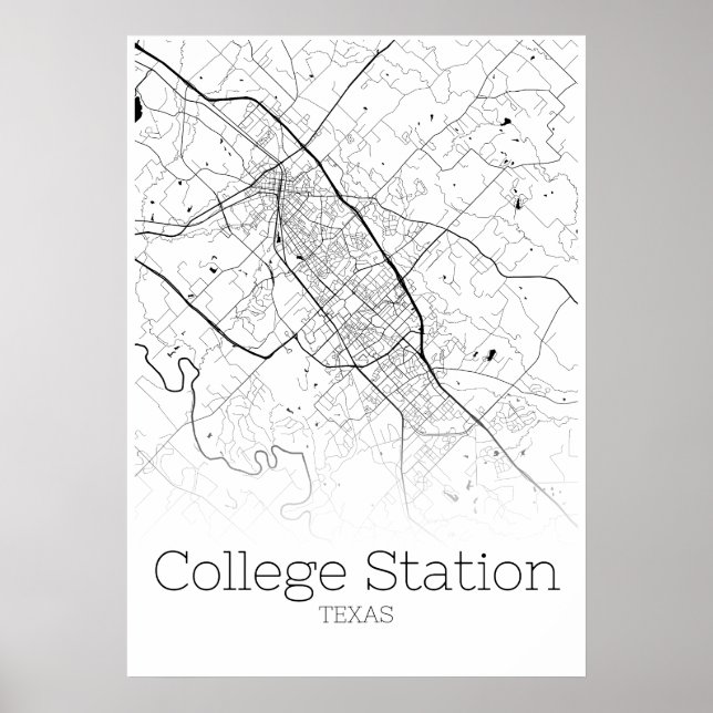 Uni Station Map - Texas - City Map Poster (Vorne)