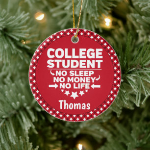 Uni Student kein Schlafgeld Leben Rot Kariert Keramik Ornament