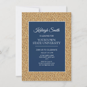 Uni Trunk Party Elegante Gold Glitzer Navy Blue Einladung