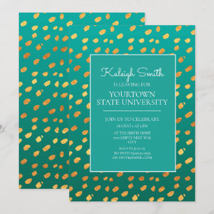 Uni Trunk Party Modernes Green Aquamarin Gold Einladung
