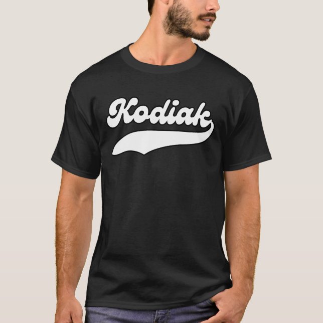 Uni University style Kodiak City Alaska Retro T-Shirt (Vorderseite)