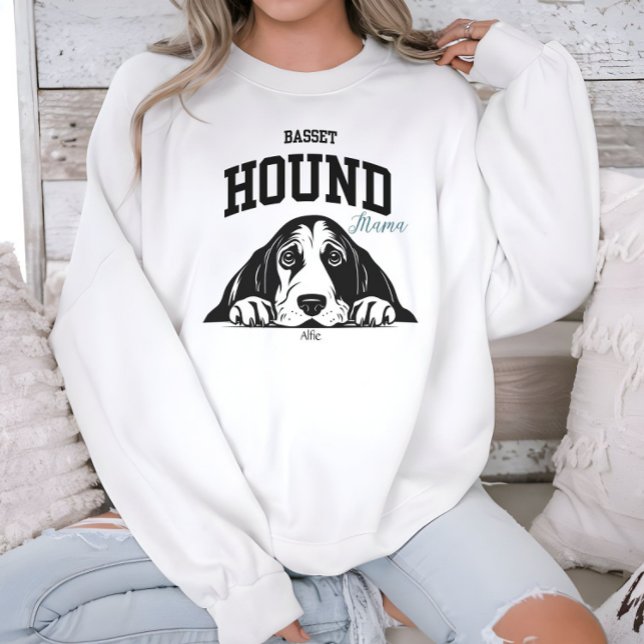 Uni Varsity Style Basset Hound Mama Dog Lover Sweatshirt (Von Creator hochgeladen)