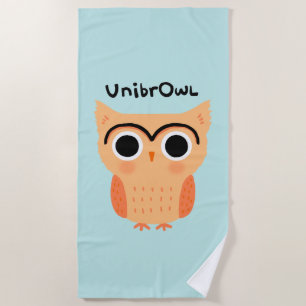 UnibrOwl Unibrow Owl   Funny Niedlich Eyebrows Owl Strandtuch