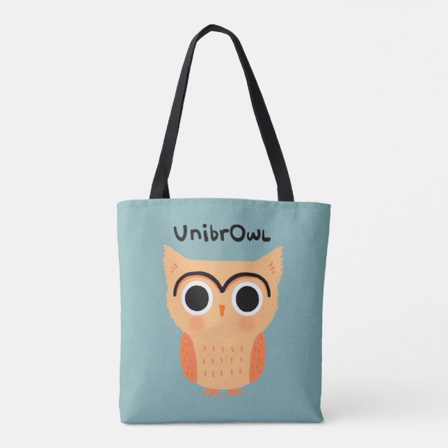 UnibrOwl Unibrow Owl | Funny Niedlich Owl Tasche (Rückseite)