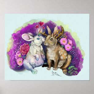 Unibunny Kisses Jackalope Magische Liebe Poster
