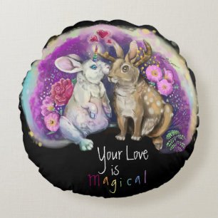 Unibunny Kisses Jackalope Magische Liebe Rundes Kissen