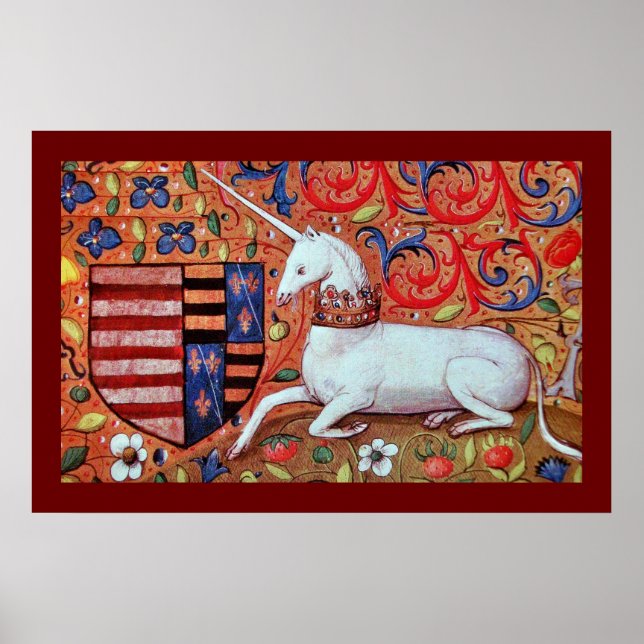 UNICORD MIT RED BLUE FLORAL MOTIFS POSTER (Vorne)