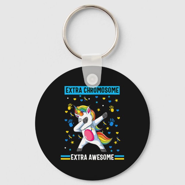 Unicordown Syndrome Awareness Extra Chromosome E Schlüsselanhänger (Vorderseite)
