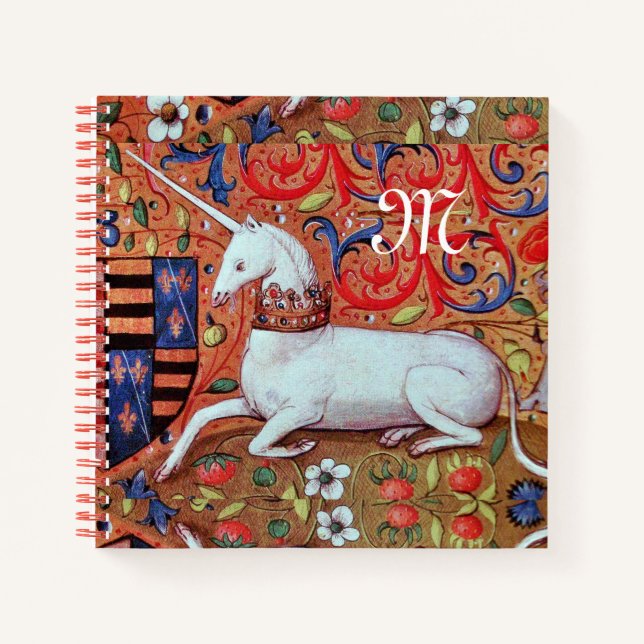 UNICORE UND FANTASY-BLUME, MOTIFS-MONOGRAMM NOTIZBUCH (Vorderseite)