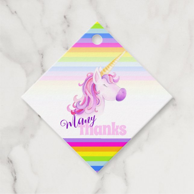 Unicorfarbene Regenbogenstreifen Geschenkanhänger (Vorderseite)